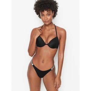 Black Victorias Secret Shine Strap Bikini 32B XS🖤